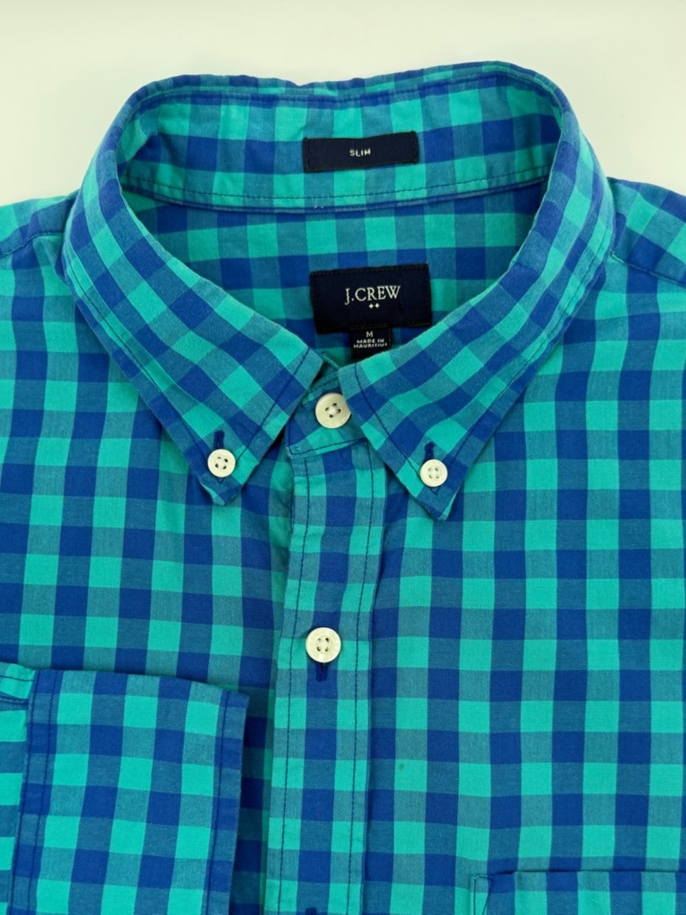 J. Crew Slim Button-Down Shirt in Blue & Teal Gingham